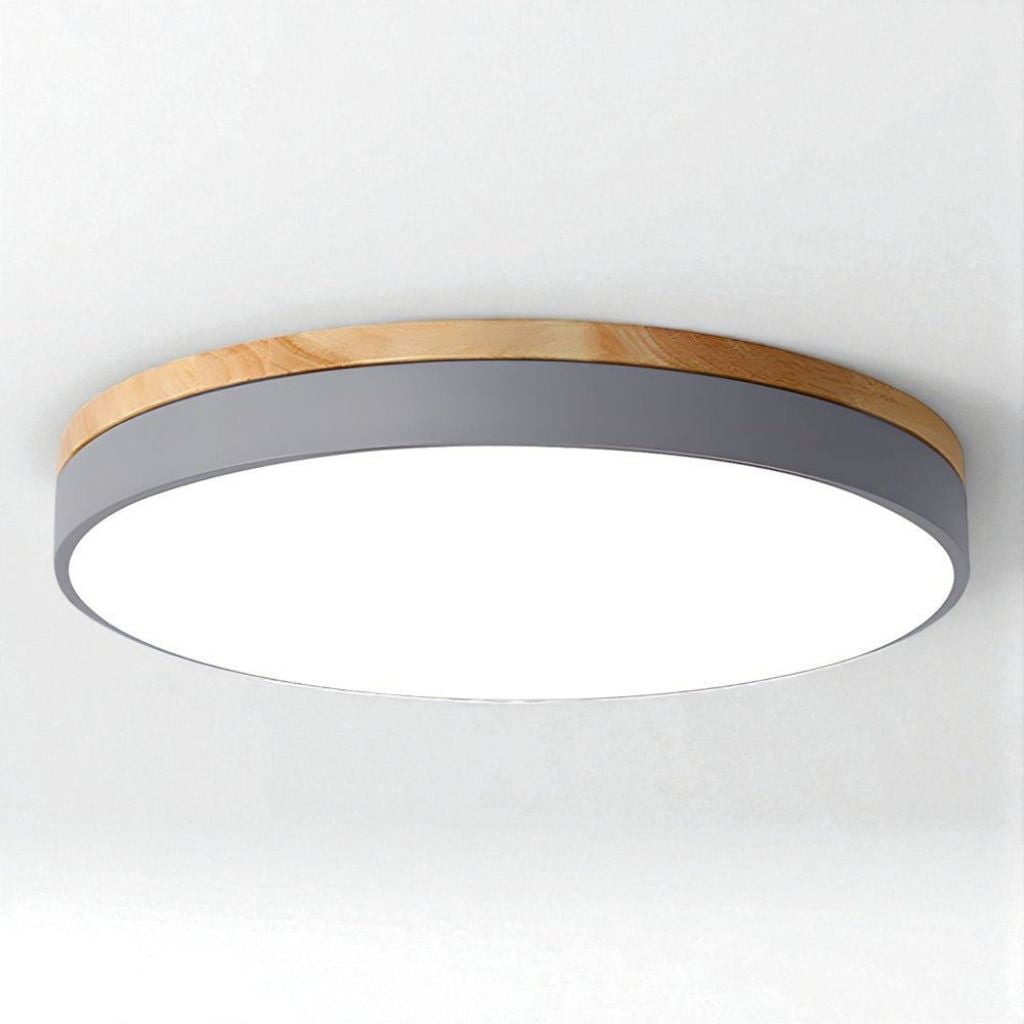 Plafonnier LED encastrable avec cadre en bois, rond, acrylique, 12-20 pouces, filaire, pour chambre, salon, bureau, cuisine, couloir, style moderne et minimaliste