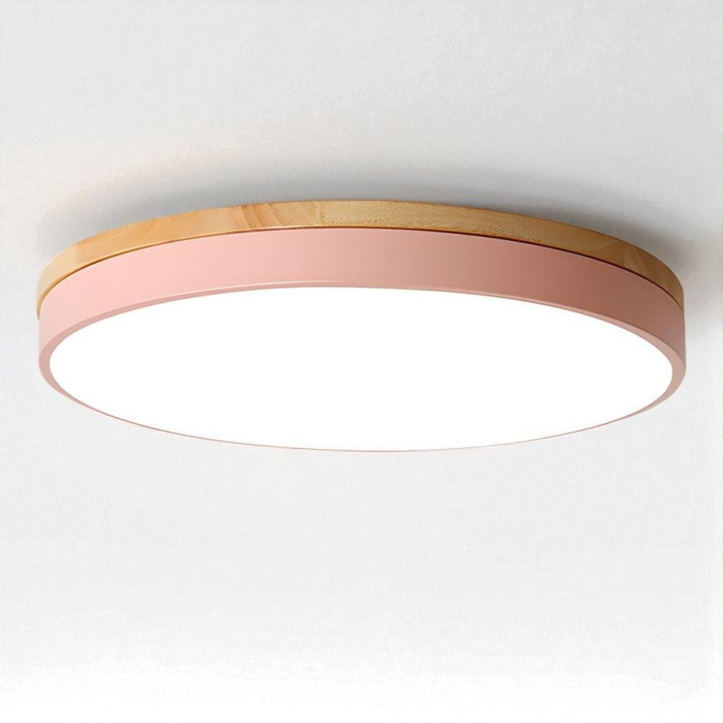 Plafonnier LED encastrable avec cadre en bois, rond, acrylique, 12-20 pouces, filaire, pour chambre, salon, bureau, cuisine, couloir, style moderne et minimaliste