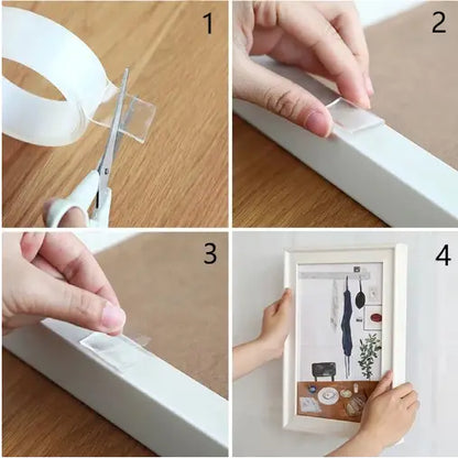 Clear Double-Sided Mounting Tape – Heavy Duty Adhesive Strips for Walls, Glass & More – Removable & Reusable – 1.2 in × 118 in Roll