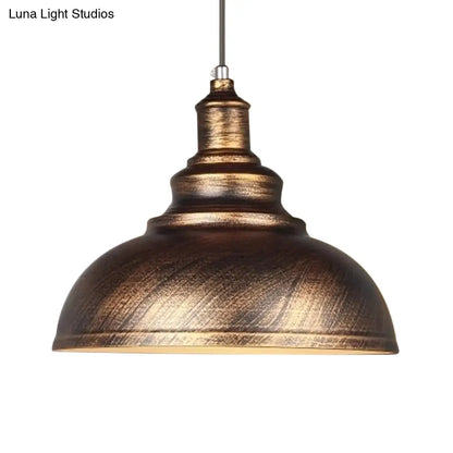 Industrial Metal Bowl Pendant Light Fixture for Kitchen Island, Dining Room & Entryway – Farmhouse Dome Hanging Ceiling Lamp