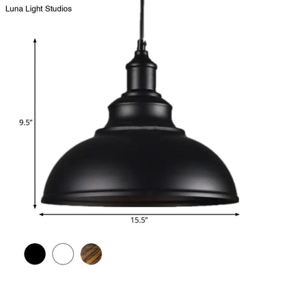 Industrial Metal Bowl Pendant Light Fixture for Kitchen Island, Dining Room & Entryway – Farmhouse Dome Hanging Ceiling Lamp