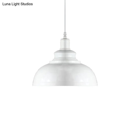 Industrial Metal Bowl Pendant Light Fixture for Kitchen Island, Dining Room & Entryway – Farmhouse Dome Hanging Ceiling Lamp