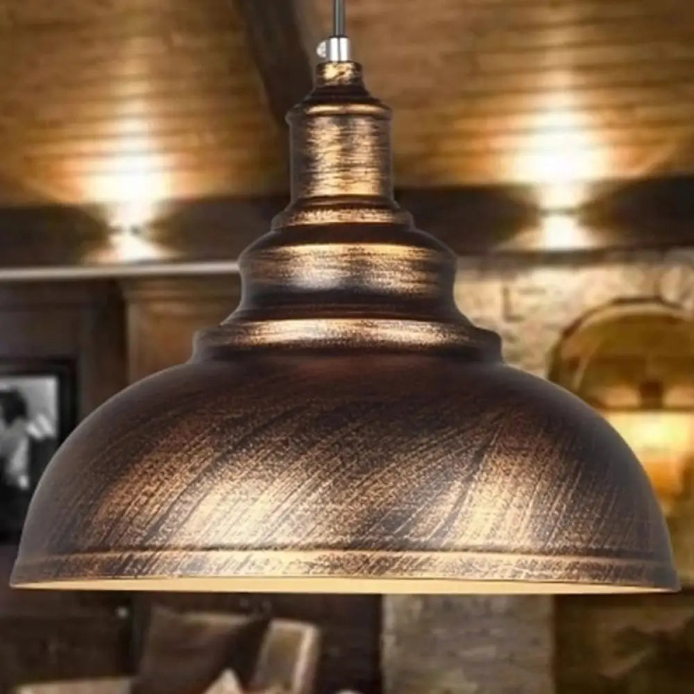 Industrial Metal Bowl Pendant Light Fixture for Kitchen Island, Dining Room & Entryway – Farmhouse Dome Hanging Ceiling Lamp