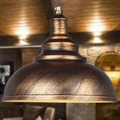 Industrial Metal Bowl Pendant Light Fixture for Kitchen Island, Dining Room & Entryway – Farmhouse Dome Hanging Ceiling Lamp