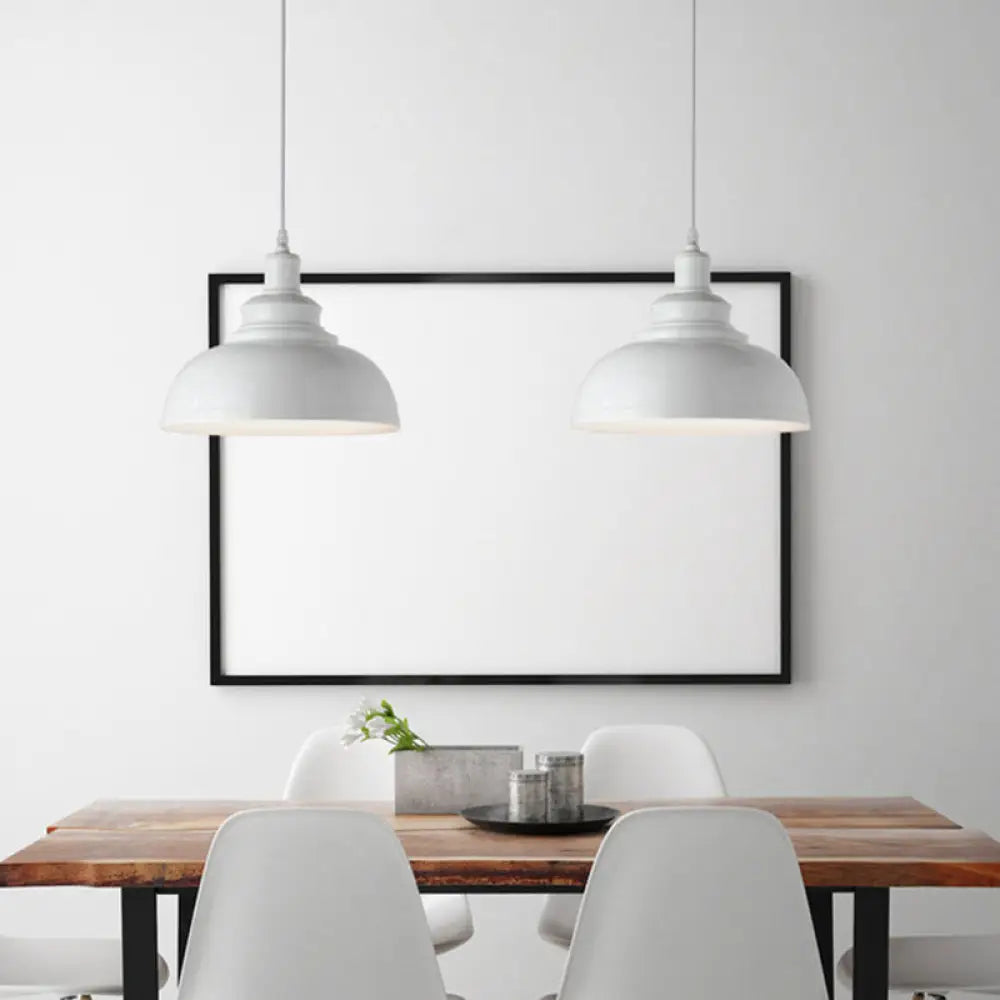 Industrial Metal Bowl Pendant Light Fixture for Kitchen Island, Dining Room & Entryway – Farmhouse Dome Hanging Ceiling Lamp