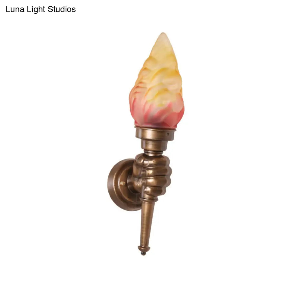 Single-Light Indoor Wall Sconce with Textured Glass Shade for Hallway, Living Room & Bedroom | Metal Bronze Finish Fixture with E26 Socket