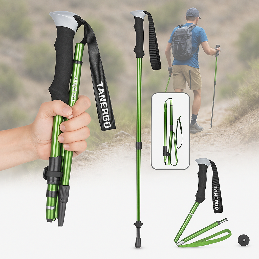 Telescoping Trail Poles for Hiking 43-53 in Collapsible Lightweight Alloy Support Sticks with Quick-Lock Mechanism for Mountain Trekking For