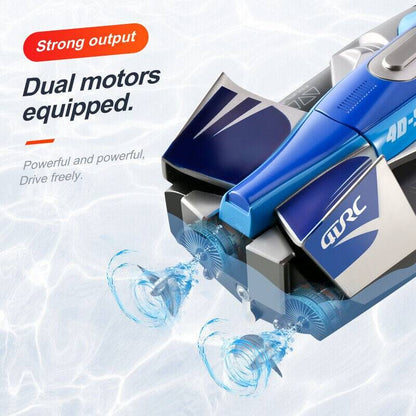 Remote Control Speed Boat 22 MPH Twin Motor Racing RC Boat with LED Lights 2.4GHz 328ft Range Waterproof High Speed RC Boat for Lakes