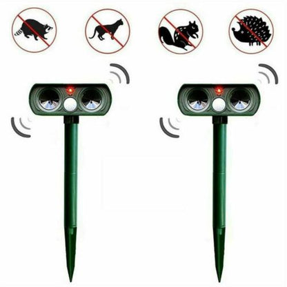 Motion-Activated Outdoor Critter Deterrent with Solar Power & Ultrasonic Technology for Yards, Gardens, Lawns, Patios