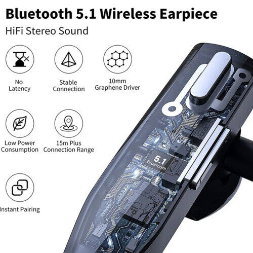 Over-Ear Bluetooth Earpiece for Phone Calls | Wireless Headset with Mic | Dual-Phone Pairing | 33-Foot Range | 25-Hour Talk Time | Work-from