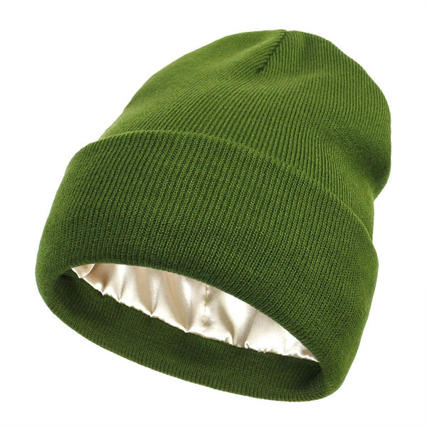 Silk-Lined Winter Beanie for Women – Protects Hair from Frizz, Static & Cold – Soft Wool Hat with Smooth Interior Lining for Everyday Wear