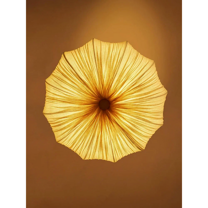 Suspension en tissu avec abat-jour plissé sculptural – Luminaire de plafond rond blanc pour salle à manger, chambre et salon – Chaîne réglable