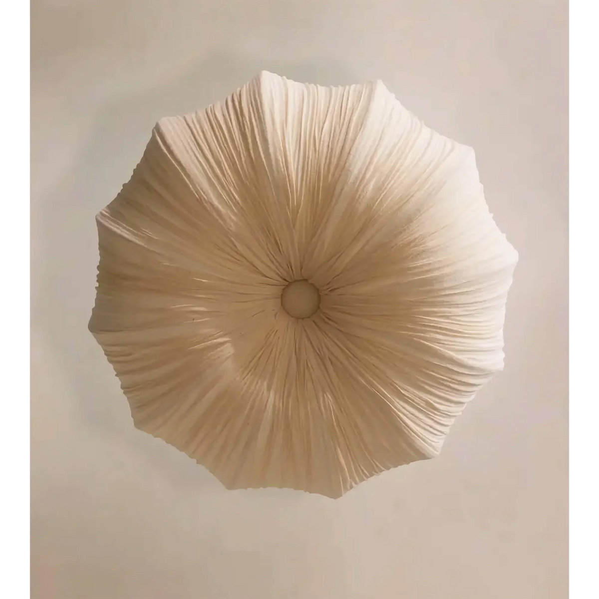 Suspension en tissu avec abat-jour plissé sculptural – Luminaire de plafond rond blanc pour salle à manger, chambre et salon – Chaîne réglable