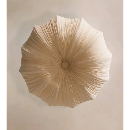 Suspension en tissu avec abat-jour plissé sculptural – Luminaire de plafond rond blanc pour salle à manger, chambre et salon – Chaîne réglable