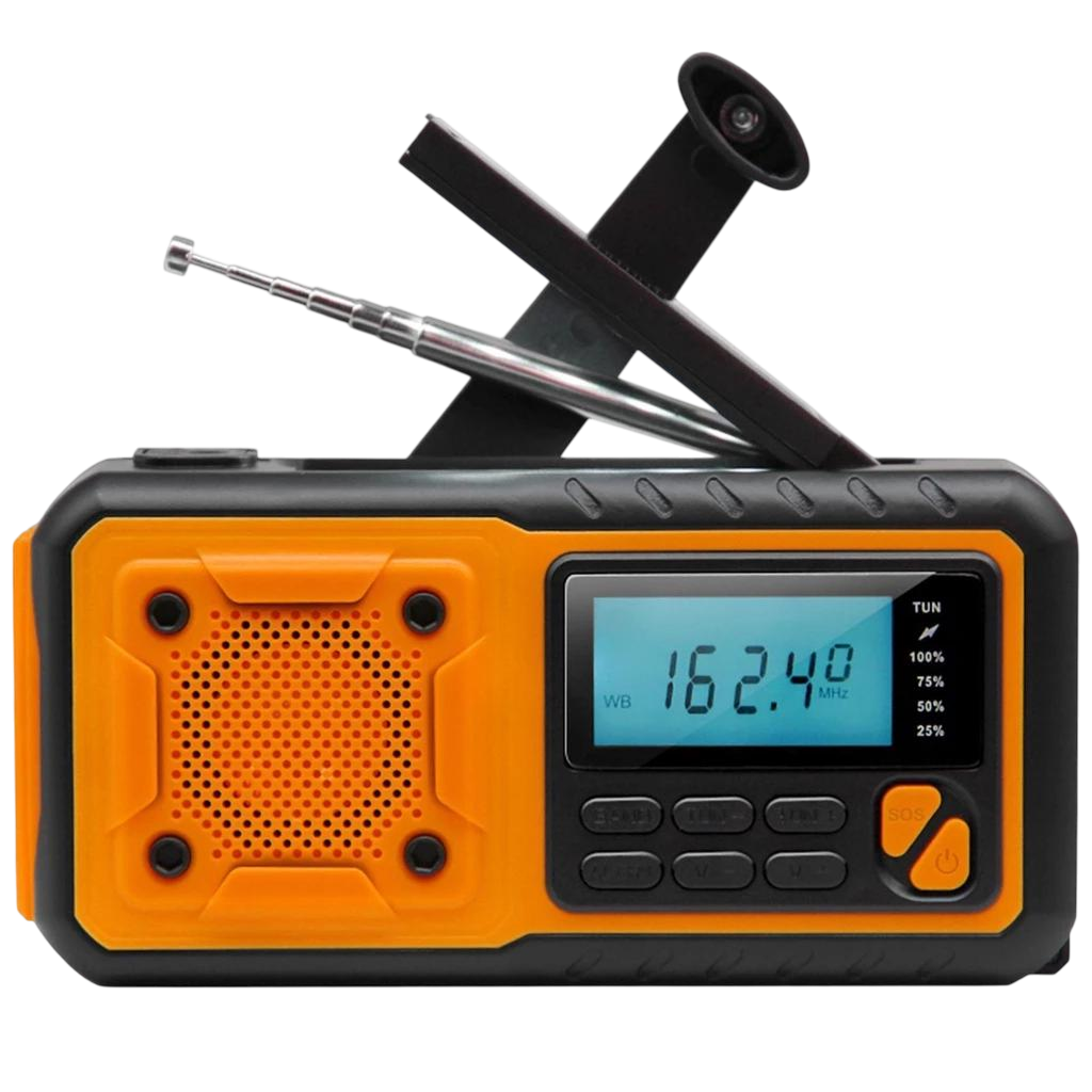 Hand-Crank Weather Radio with Phone Charger, Flashlight & Solar Power for Camping, Storms & Blackouts