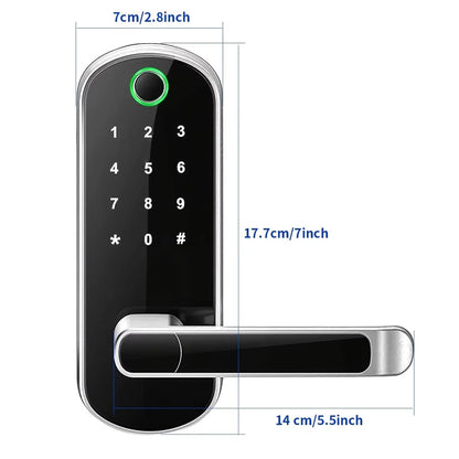 Biometric Door Lock with Fingerprint Scanner & App Control – 5 Entry Methods, 200 User Capacity