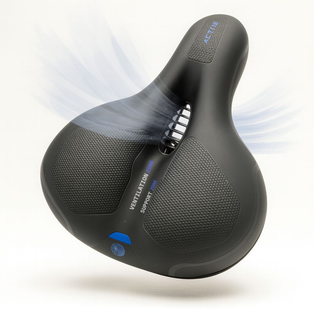 Cushioned Bicycle Seat with Built-In Suspension & Reflector for Road & Mountain Bikes, Comfort Gel Foam Padded Bike Saddle for Men Women