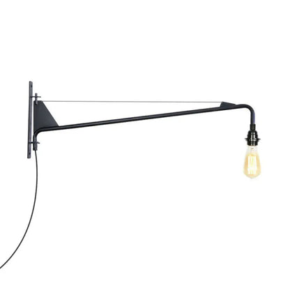 Industrial Swing Arm Wall Sconce Black Metal Shade Adjustable Long Reach Plug-In Hardwired Edison Vintage Loft Farmhouse