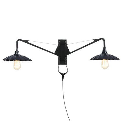 Industrial Swing Arm Wall Sconce Black Metal Shade Adjustable Long Reach Plug-In Hardwired Edison Vintage Loft Farmhouse