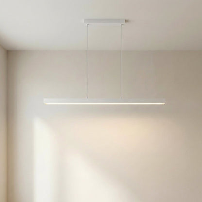Linear Wood and Metal Pendant Light – Modern Minimalist Dining Room Chandelier – Warm White LED – 31.5 to 47 Inch – Hardwired Ceiling