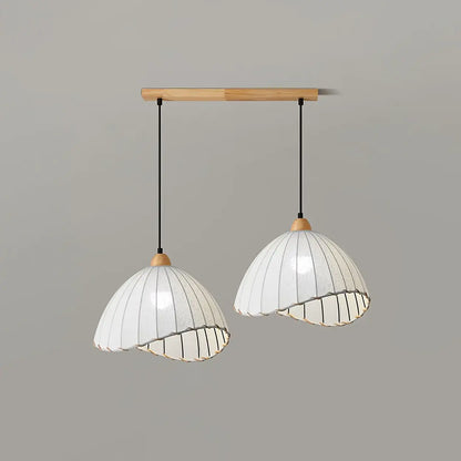 Wood & Linen Drum Ceiling Light 59 in Drop for Dining Tables Kitchen Islands E27 Socket Adjustable Hanging Fixture Natural Minimalist