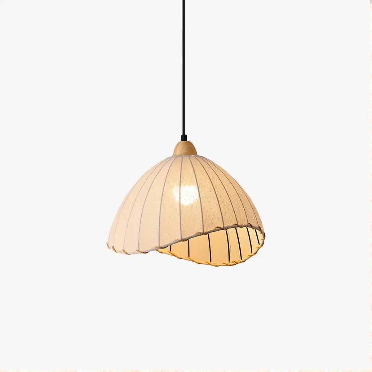 Wood & Linen Drum Ceiling Light 59 in Drop for Dining Tables Kitchen Islands E27 Socket Adjustable Hanging Fixture Natural Minimalist
