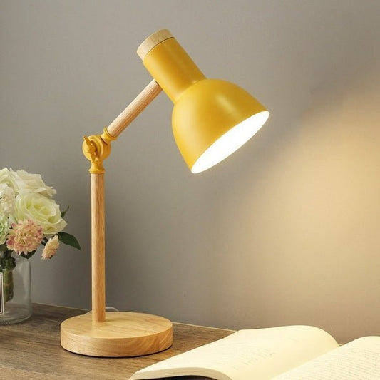 Lampe de table LED à effet bois avec commande tactile pour bureau, chambre et coin lecture