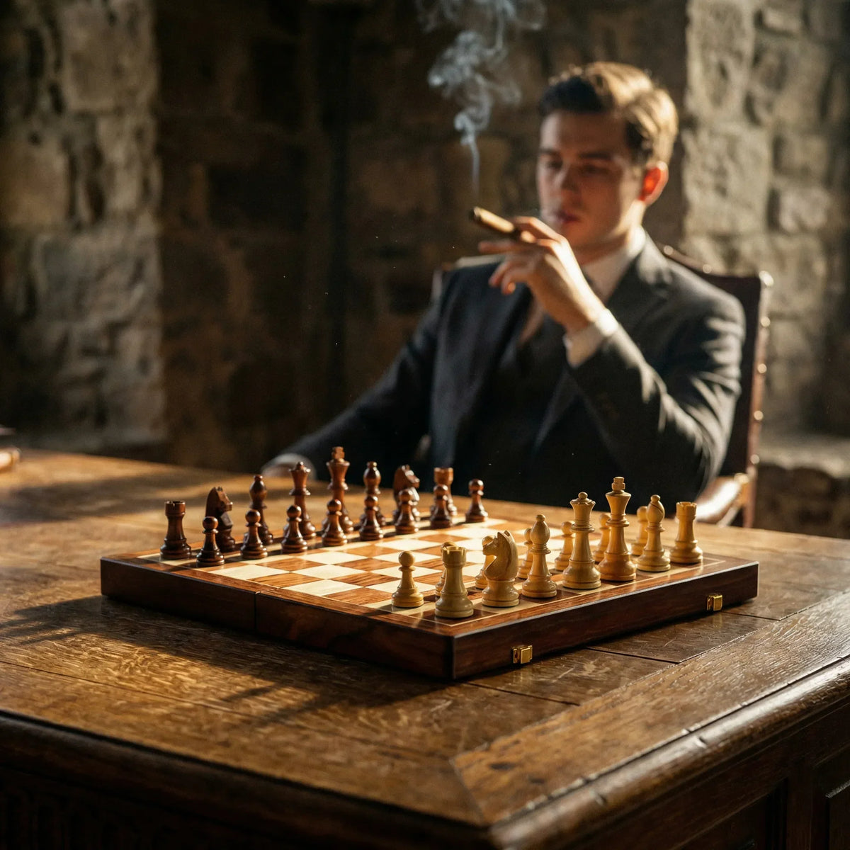 Folding Wooden Chess Set with Carved Pieces & Storage | Portable Travel Board for Home & Trips | Classic Game