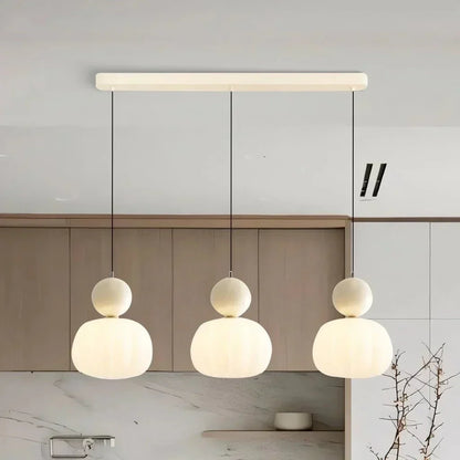 Cream Art Deco Hanging Lamp with Metal Dome Shade for Kitchen & Dining Room | Modern Geometric Pendant Ceiling Fixture