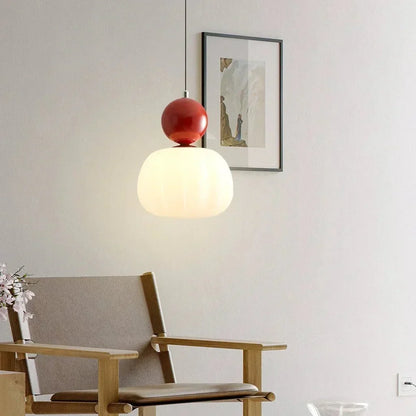 Cream Art Deco Hanging Lamp with Metal Dome Shade for Kitchen & Dining Room | Modern Geometric Pendant Ceiling Fixture