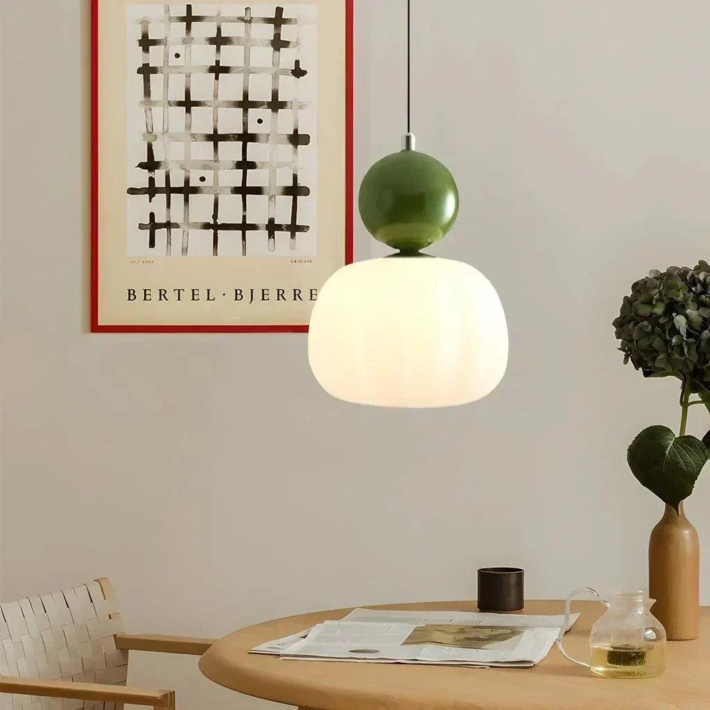 Cream Art Deco Hanging Lamp with Metal Dome Shade for Kitchen & Dining Room | Modern Geometric Pendant Ceiling Fixture