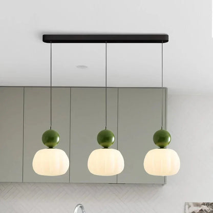 Cream Art Deco Hanging Lamp with Metal Dome Shade for Kitchen & Dining Room | Modern Geometric Pendant Ceiling Fixture