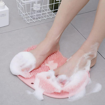 Foot Scrubber Mat with Suction Cups for Shower Floor – Massaging Silicone Bristles Exfoliate Feet Soles and Toes Without Bending