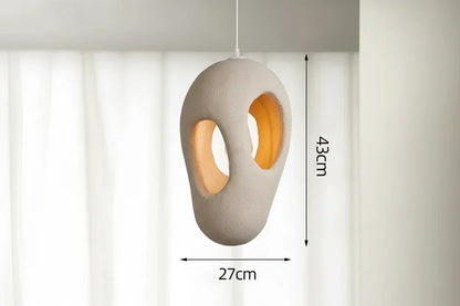 Sculptural Resin Hanging Lamp 12-Inch Cream Organic Sphere Ceiling Fixture for Dining Room Kitchen Island Minimalist Japandi Ambient Lightin