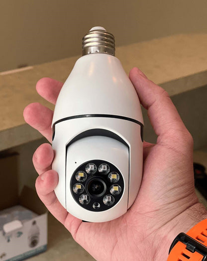 360° Motion-Tracking Security Camera with Two-Way Audio & Night Vision – Screw-In Design, HD Recording, App Control