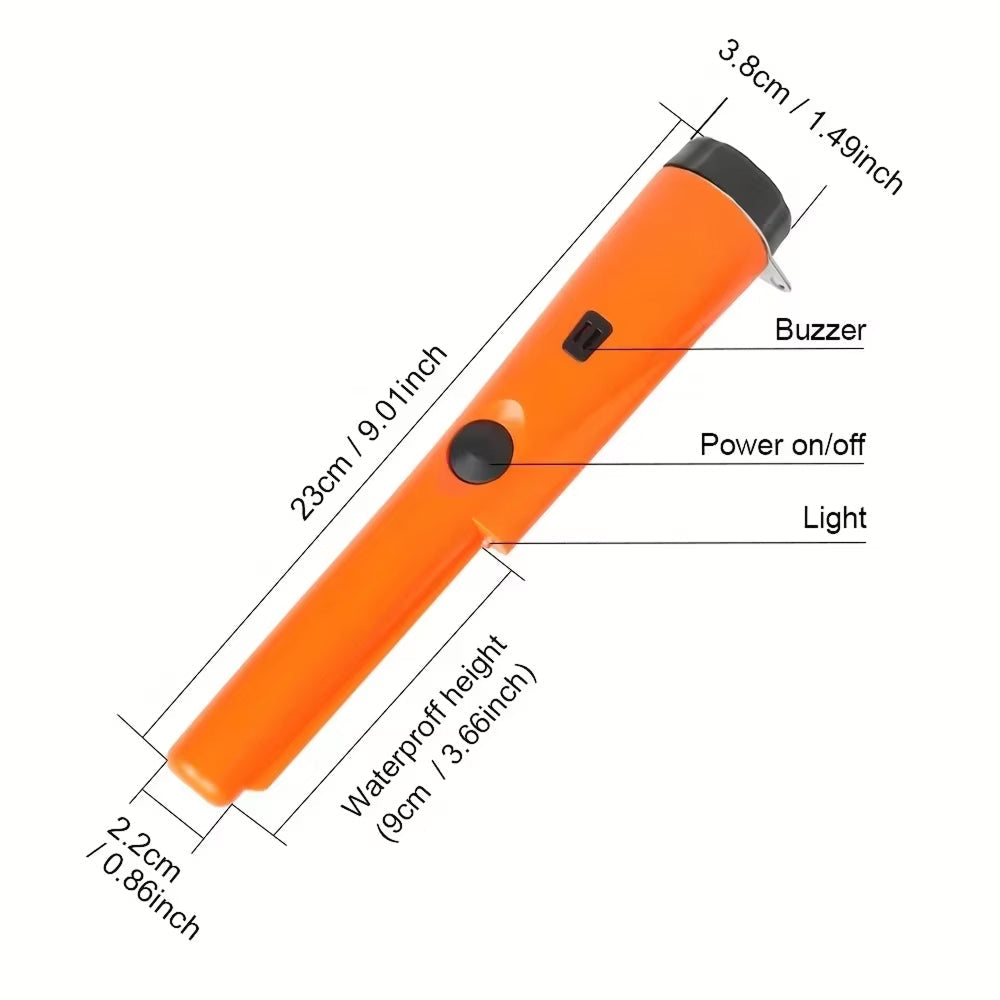 Handheld Metal Detector Pinpointer – IP66 Waterproof 360° Scan Treasure Finder with Dual Audio & Vibration Alert for Coin Hunting Relic
