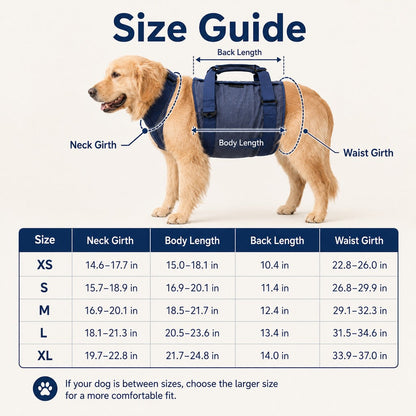 Ortekor Senior Dog Lift Harness for Stairs, Cars & Daily Walking - Full-Body Support for Weak Legs