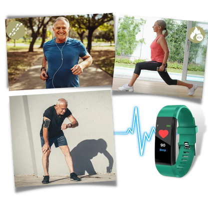 Montre connectée de fitness avec tensiomètre et cardiofréquencemètre pour seniors | Montre intelligente santé avec grand écran et design étanche