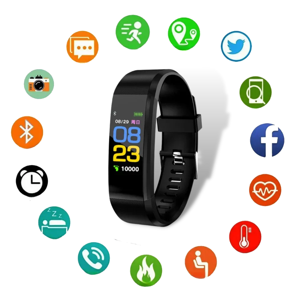 Montre connectée de fitness avec tensiomètre et cardiofréquencemètre pour seniors | Montre intelligente santé avec grand écran et design étanche