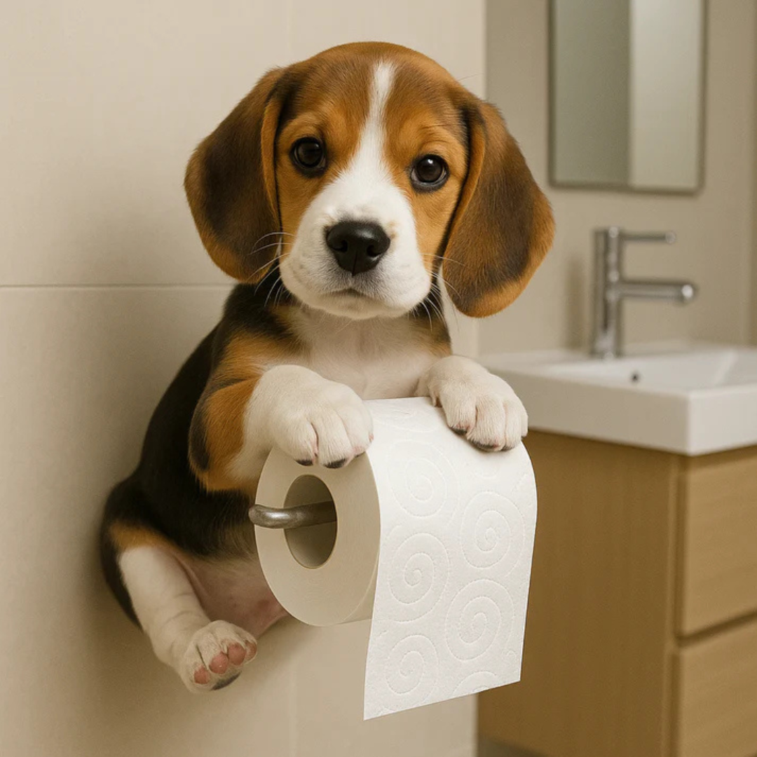 Dog Toilet Paper Holder Wall Mount – Playful Puppy Tissue Dispenser for Bathroom Décor, Fun Resin Design for Kids & Adults