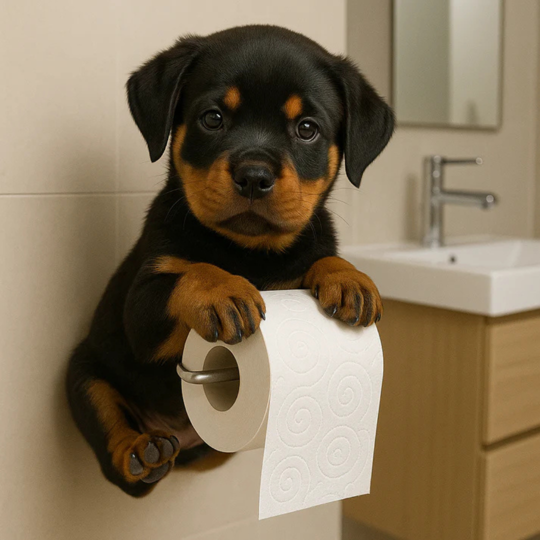 Dog Toilet Paper Holder Wall Mount – Playful Puppy Tissue Dispenser for Bathroom Décor, Fun Resin Design for Kids & Adults