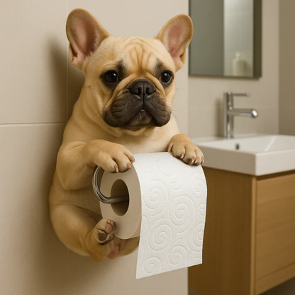 Dog Toilet Paper Holder Wall Mount – Playful Puppy Tissue Dispenser for Bathroom Décor, Fun Resin Design for Kids & Adults