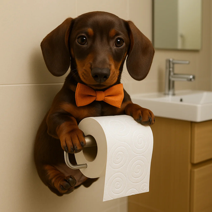 Dog Toilet Paper Holder Wall Mount – Playful Puppy Tissue Dispenser for Bathroom Décor, Fun Resin Design for Kids & Adults