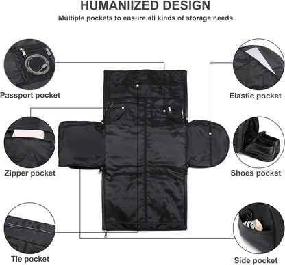 Hanging Suit Bag with Shoe Compartment – 2-in-1 Waterproof Travel Duffel for Business Trips and Weekends