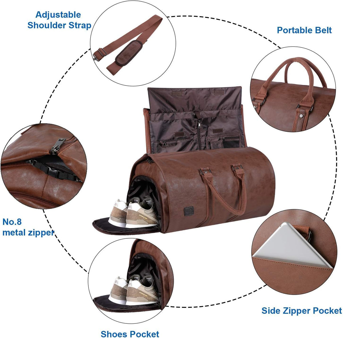 Hanging Suit Bag with Shoe Compartment – 2-in-1 Waterproof Travel Duffel for Business Trips and Weekends
