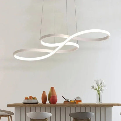 Circular Aluminum Ceiling Fixture Dimmable LED 30 in Ring Hanging Light for Dining Table Kitchen Island Modern Overhead Chandelier with Remo