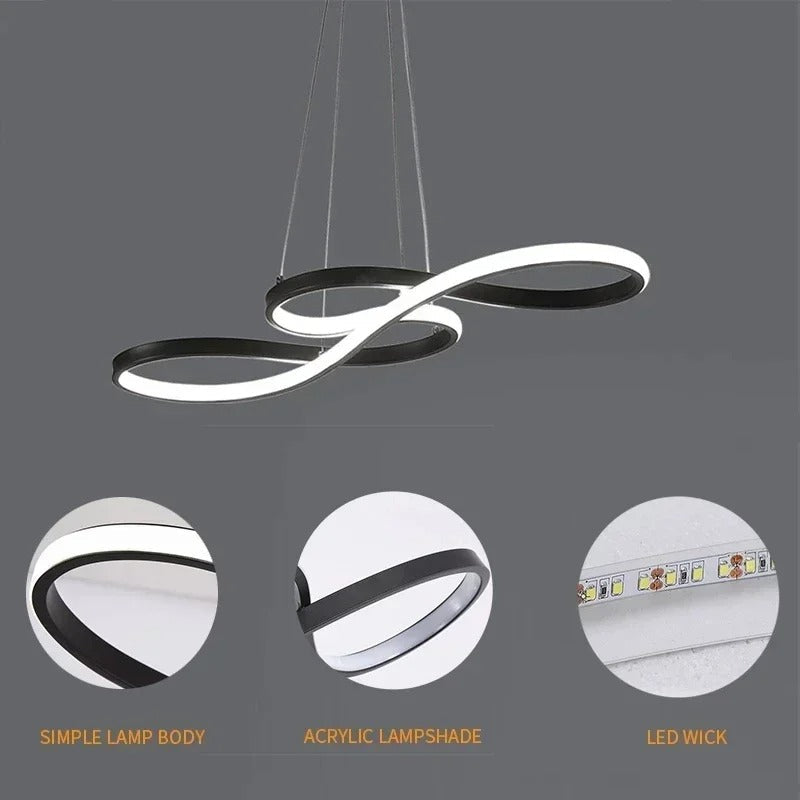 Circular Aluminum Ceiling Fixture Dimmable LED 30 in Ring Hanging Light for Dining Table Kitchen Island Modern Overhead Chandelier with Remo