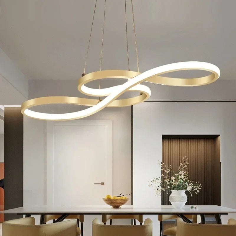 Adjustable Ring Ceiling Light with Remote Dimmable LED 37 in Gold for Dining Room Kitchen Island Modern Hanging Fixture 3-Color Temperature