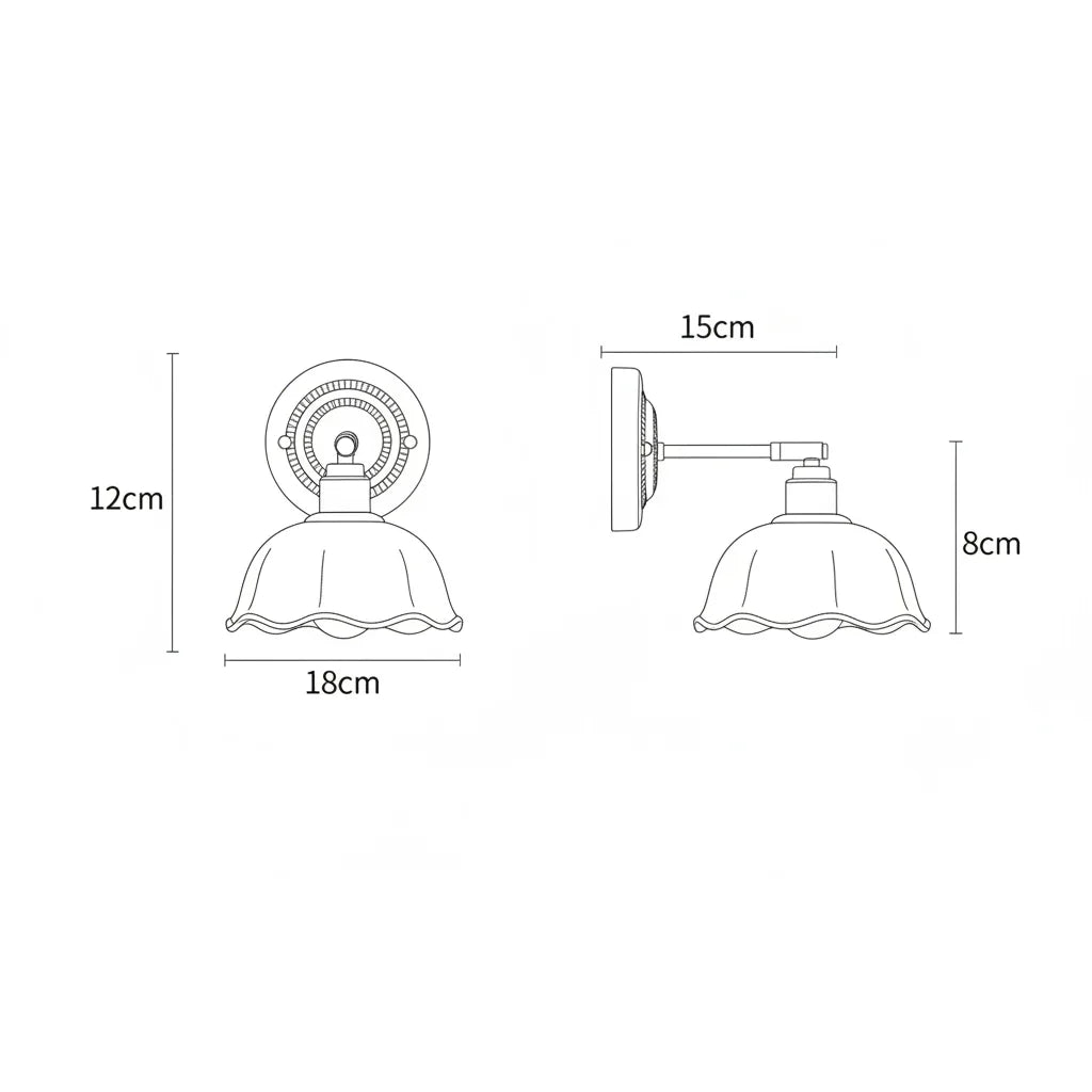 Adjustable Swing Arm Sconce with Porcelain Shade 7 in White & Copper Finish Task Light for Bedroom Nightstand Living Room Wall Accent