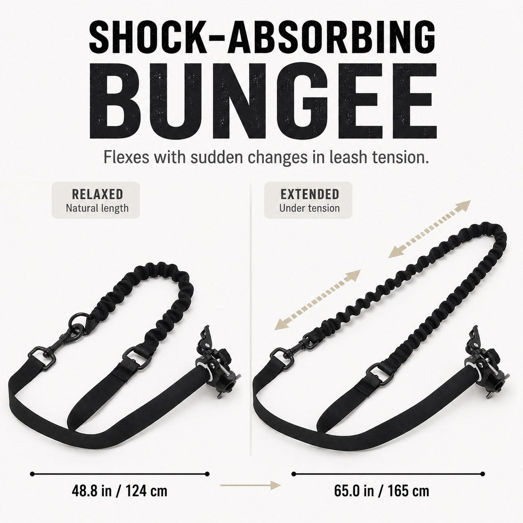Ortekor Hands-Free Dog Bike Leash with Shock-Absorbing Bungee – Bike-Mounted Side Arm for Controlled Side-by-Side Runs